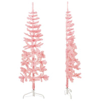 Albero Natale Artificiale Sottile a Metà e Supporto Rosa 150 cm 344570