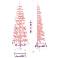 Albero Natale Artificiale Sottile a Metà e Supporto Rosa 150 cm 344570