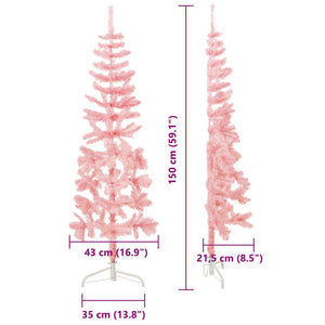 Albero Natale Artificiale Sottile a Metà e Supporto Rosa 150 cm 344570