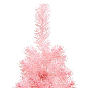 Albero Natale Artificiale Sottile a MetÃ  e Supporto Rosa 180 cm