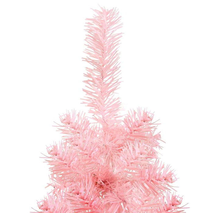 Albero Natale Artificiale Sottile a Met¨¤ e Supporto-Albero Natalizio Rosa 180 cm