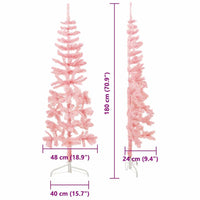 Albero Natale Artificiale Sottile a Metà e Supporto Rosa 180 cm 344571