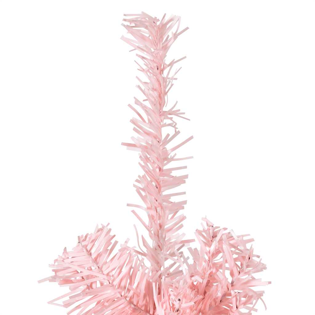 Albero Natale Artificiale Sottile a Metà e Supporto Rosa 240 cm 344573