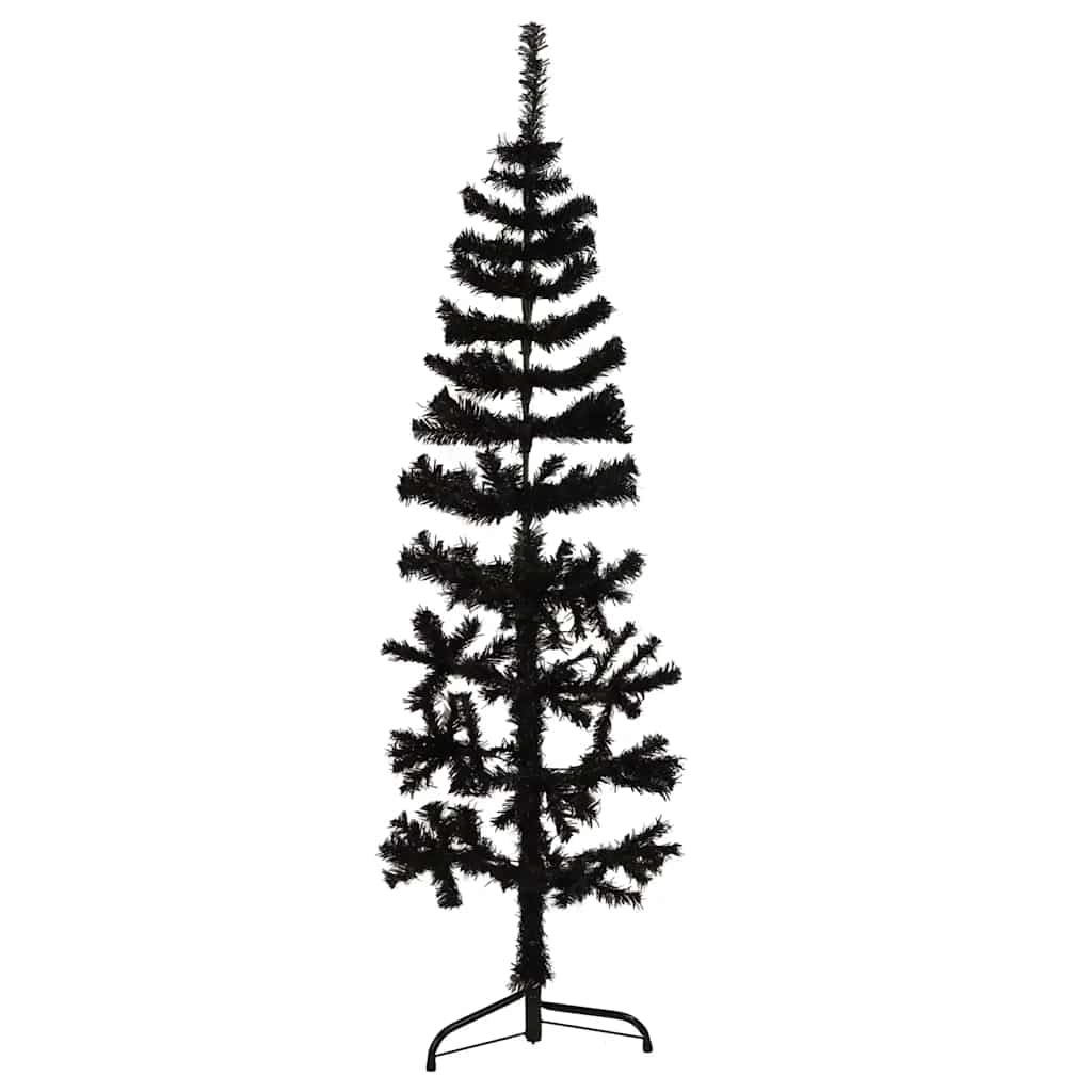 Albero Natale Artificiale Sottile a MetÃ  e Supporto Nero 120 cm