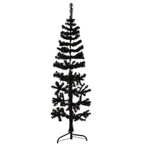 Albero Natale Artificiale Sottile a MetÃ  e Supporto Nero 120 cm