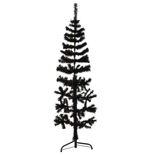 Albero Natale Artificiale Sottile a MetÃ  e Supporto Nero 120 cm