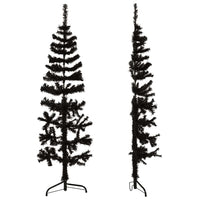 Albero Natale Artificiale Sottile a MetÃ  e Supporto Nero 120 cm