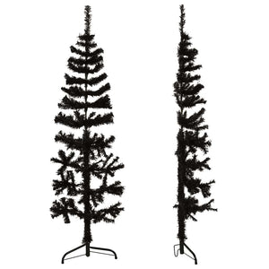 Albero Natale Artificiale Sottile a MetÃ  e Supporto Nero 120 cm