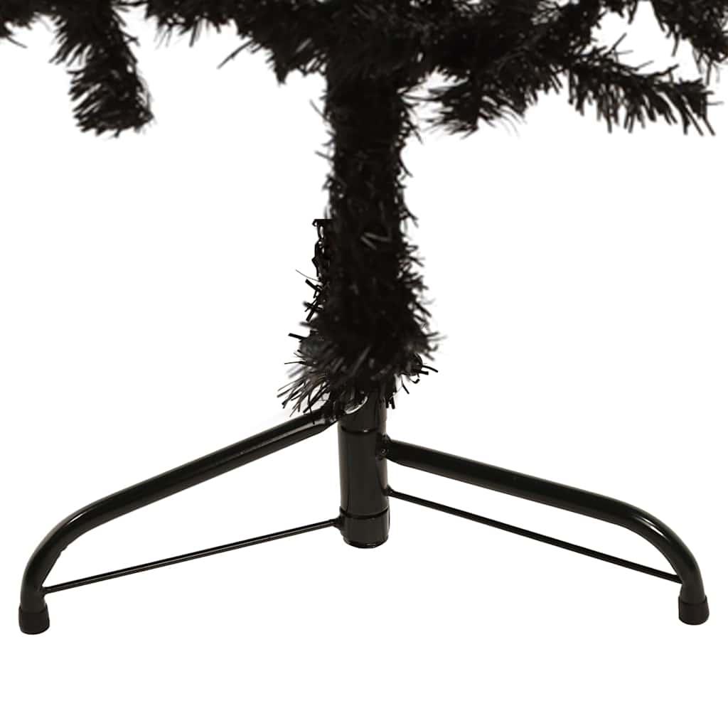 Albero Natale Artificiale Sottile a Met¨¤ e Supporto-Albero Natalizio Nero 120 cm