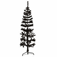 Albero Natale Artificiale Sottile a MetÃ  e Supporto Nero 120 cm