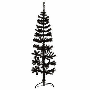 Albero Natale Artificiale Sottile a MetÃ  e Supporto Nero 150 cm