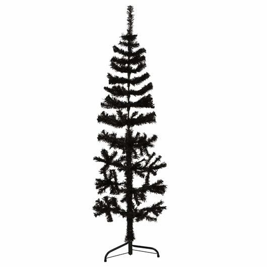 Albero Natale Artificiale Sottile a MetÃ  e Supporto Nero 150 cm