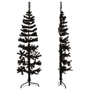 Albero Natale Artificiale Sottile a MetÃ  e Supporto Nero 150 cm