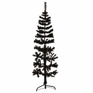 Albero Natale Artificiale Sottile a MetÃ  e Supporto Nero 150 cm
