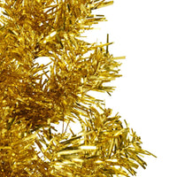 Albero Natale Artificiale Sottile a Met¨¤-Albero Natalizio con Supporto Oro 120cm