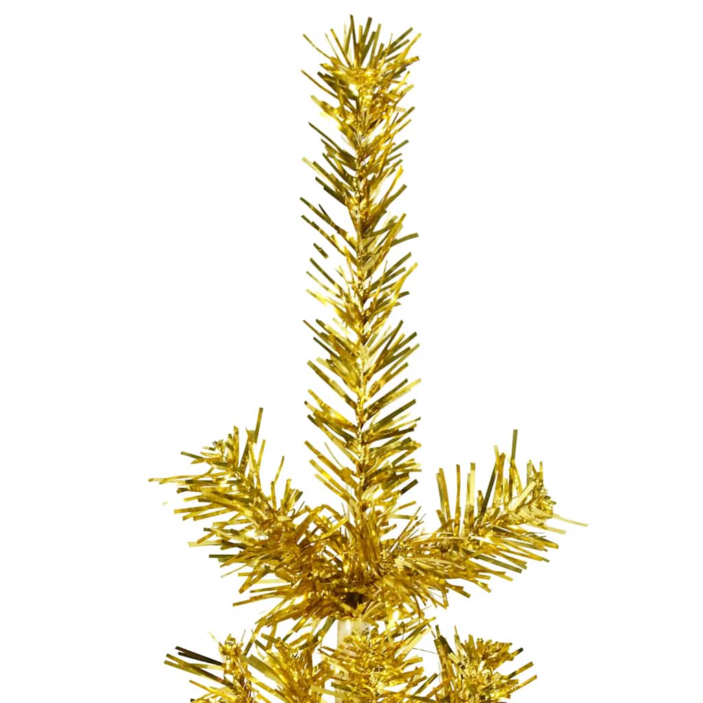 Albero Natale Artificiale Sottile a Met¨¤-Albero Natalizio con Supporto Oro 150cm