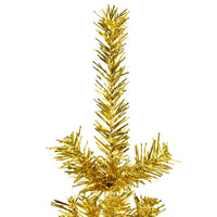 Albero Natale Artificiale Sottile a Met¨¤-Albero Natalizio con Supporto Oro 150cm