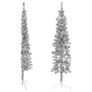 Albero Natale Artificiale Sottile a MetÃ  Supporto Argento 120cm cod mxl 20375