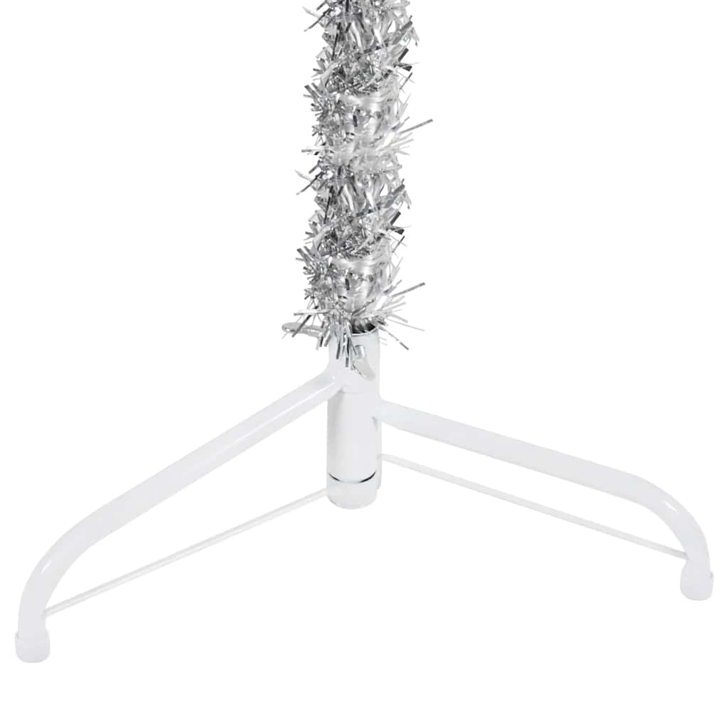 Albero Natale Artificiale Sottile a Met¨¤ Supporto-Albero Natalizio Argento 120cm