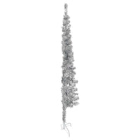 Albero Natale Artificiale Sottile a Met¨¤ Supporto-Albero Natalizio Argento 150cm