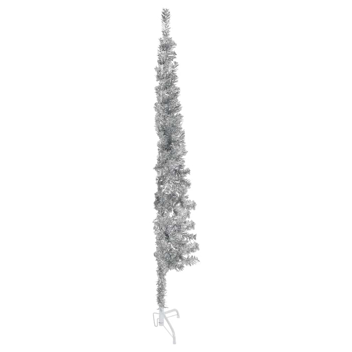 Albero Natale Artificiale Sottile a Met¨¤ Supporto-Albero Natalizio Argento 150cm
