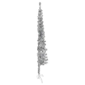 Albero Natale Artificiale Sottile a Metà Supporto Argento 150cm 344595