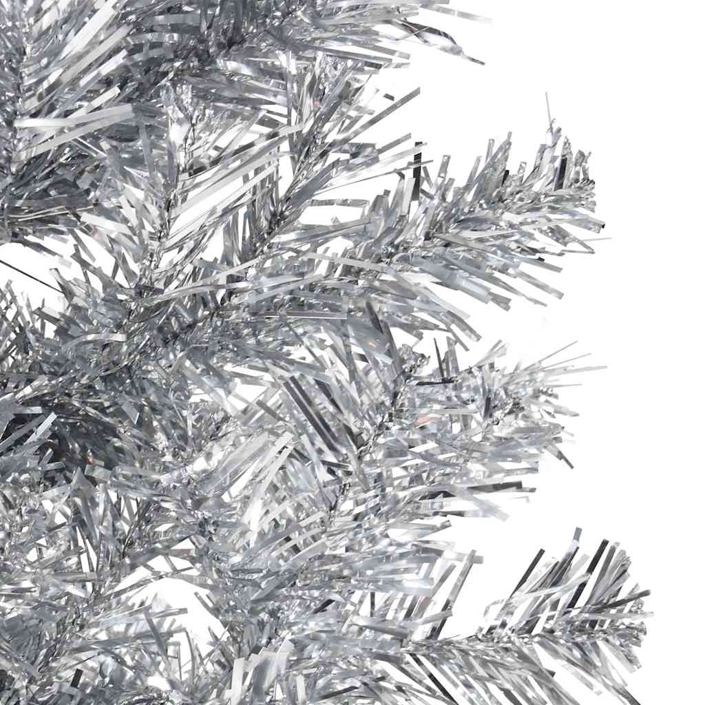 Albero Natale Artificiale Sottile a Met¨¤ Supporto-Albero Natalizio Argento 150cm