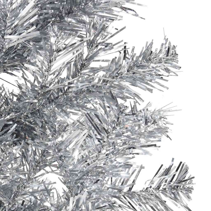 Albero Natale Artificiale Sottile a Met¨¤ Supporto-Albero Natalizio Argento 150cm