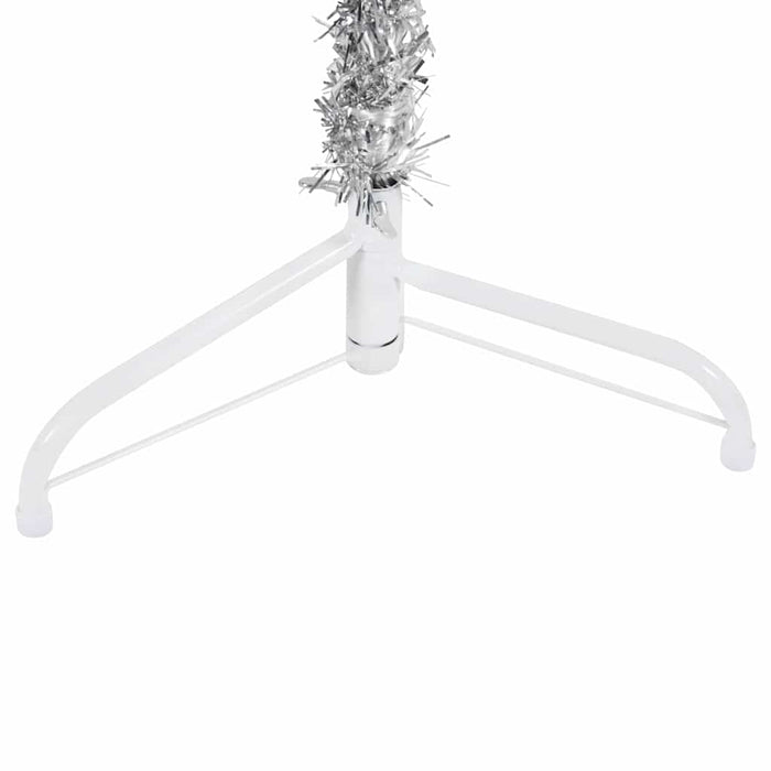 Albero Natale Artificiale Sottile a Met¨¤ Supporto-Albero Natalizio Argento 150cm