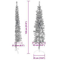 Albero Natale Artificiale Sottile a MetÃ  Supporto Argento 150cm