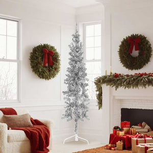 Albero Natale Artificiale Sottile a MetÃ  Supporto Argento 180cm cod mxl 20374