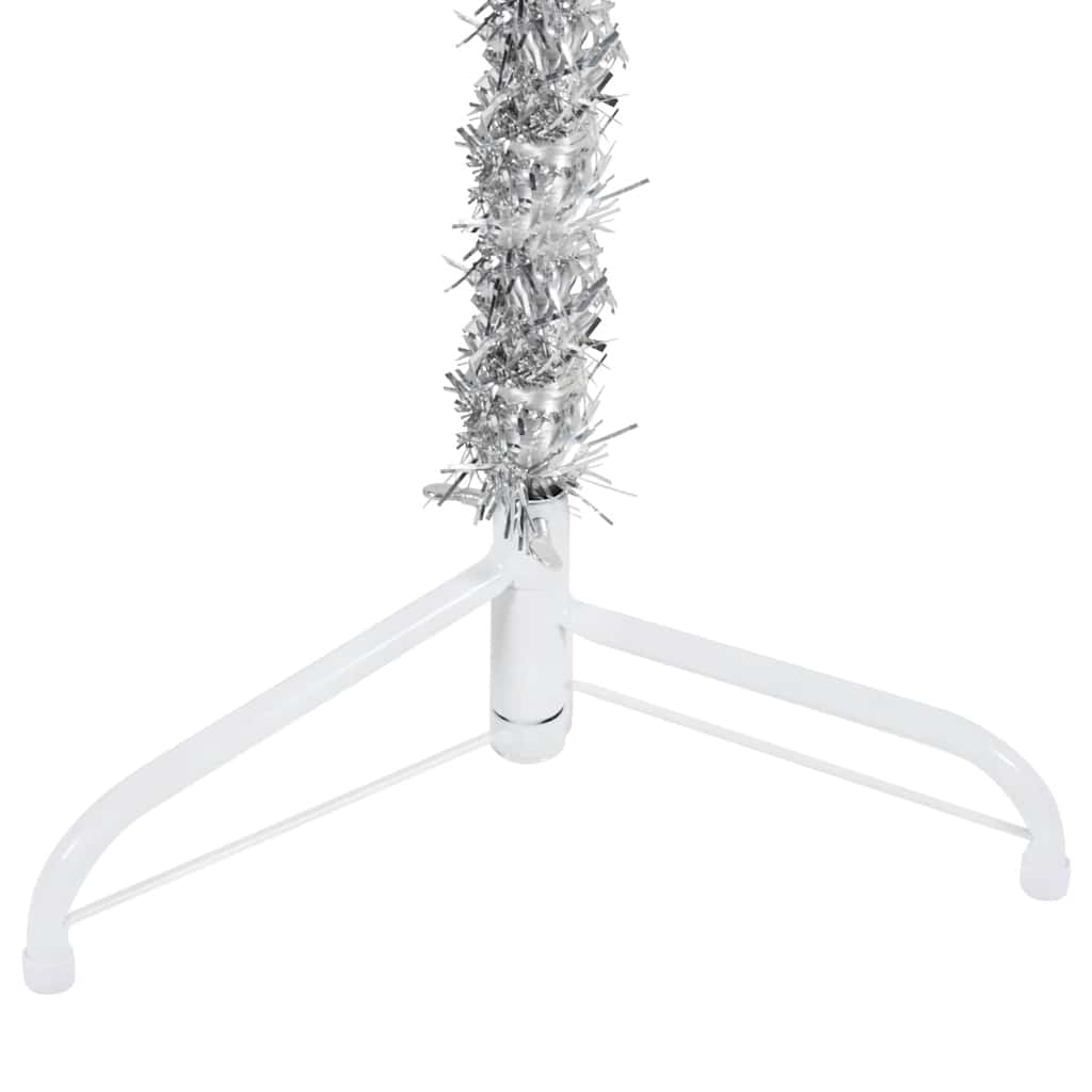 Albero Natale Artificiale Sottile a Met¨¤ Supporto-Albero Natalizio Argento 180cm