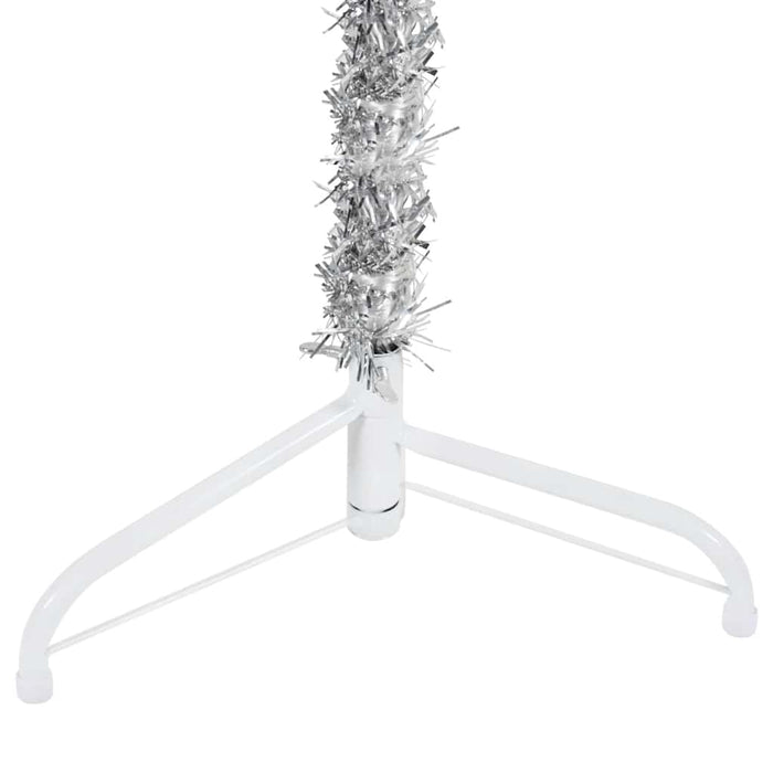 Albero Natale Artificiale Sottile a Met¨¤ Supporto-Albero Natalizio Argento 180cm