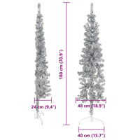 Albero Natale Artificiale Sottile a Metà Supporto Argento 180cm 344596