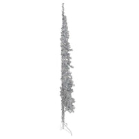 Albero Natale Artificiale Sottile a Met¨¤ Supporto-Albero Natalizio Argento 210cm