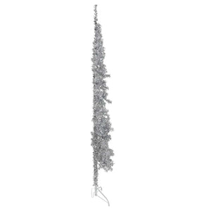 Albero Natale Artificiale Sottile a MetÃ  Supporto Argento 210cm