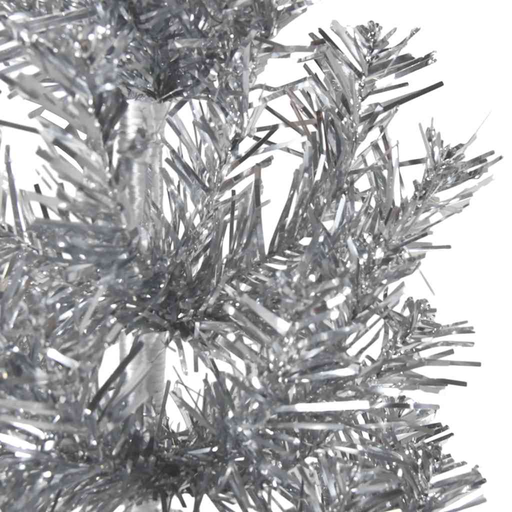 Albero Natale Artificiale Sottile a MetÃ  Supporto Argento 210cm