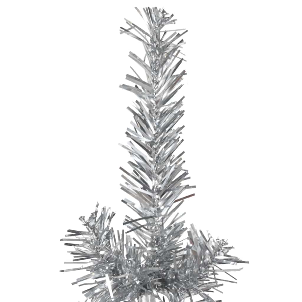Albero Natale Artificiale Sottile a Met¨¤ Supporto-Albero Natalizio Argento 240cm