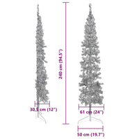 Albero Natale Artificiale Sottile a Metà Supporto Argento 240cm 344598