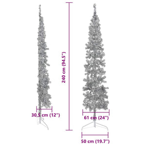 Albero Natale Artificiale Sottile a Metà Supporto Argento 240cm 344598