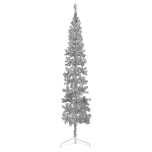 Albero Natale Artificiale Sottile a MetÃ  Supporto Argento 240cm