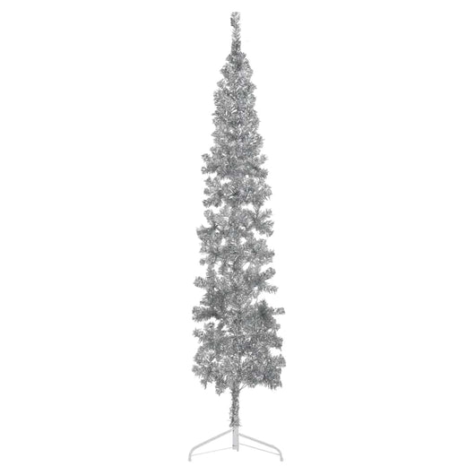 Albero Natale Artificiale Sottile a MetÃ  Supporto Argento 240cm