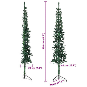 Albero Natale Artificiale Sottile a Metà Supporto Verde 120 cm 344599