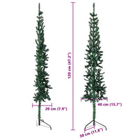 Albero Natale Artificiale Sottile a Met¨¤ Supporto-Albero Natalizio Verde 120 cm