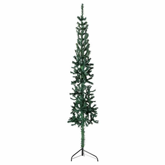 Albero Natale Artificiale Sottile a MetÃ  Supporto Verde 210 cm