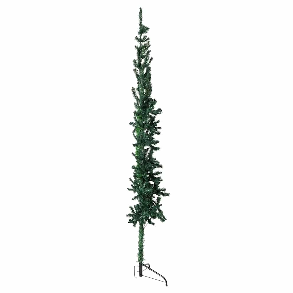 Albero Natale Artificiale Sottile a Met¨¤ Supporto-Albero Natalizio Verde 210 cm