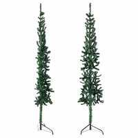 Albero Natale Artificiale Sottile a MetÃ  Supporto Verde 210 cm