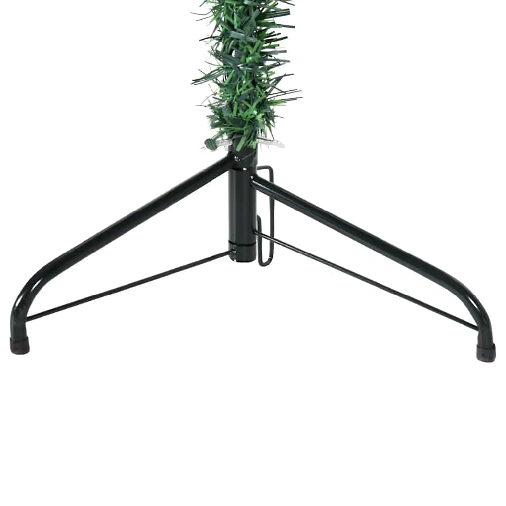 Albero Natale Artificiale Sottile a Met¨¤ Supporto-Albero Natalizio Verde 210 cm