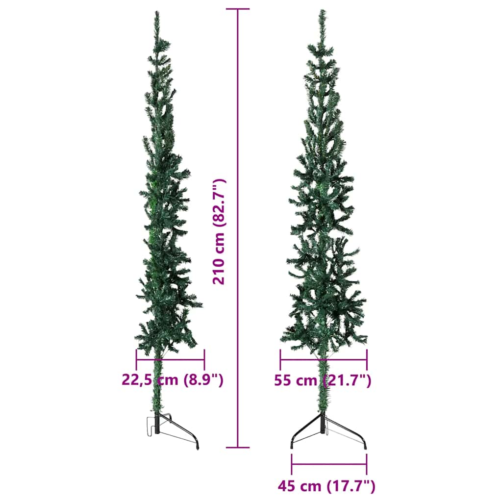 Albero Natale Artificiale Sottile a MetÃ  Supporto Verde 210 cm