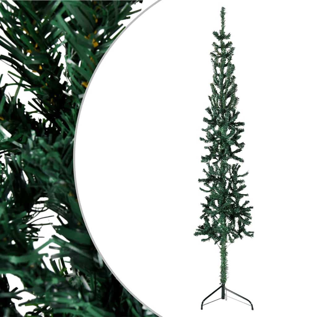 Albero Natale Artificiale Sottile a Metà Supporto Verde 240 cm 344603